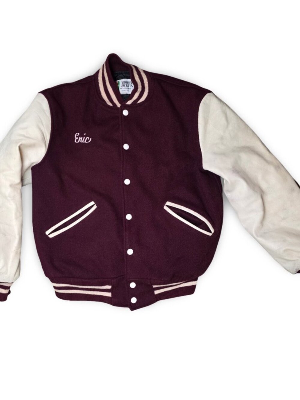 Vintage Trophy Jackets Meca Sportswear Varsity Jacket S Maroon White Leather